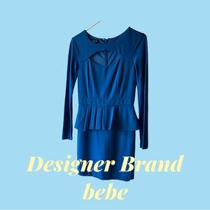 Bebe long sleeve peplum dress